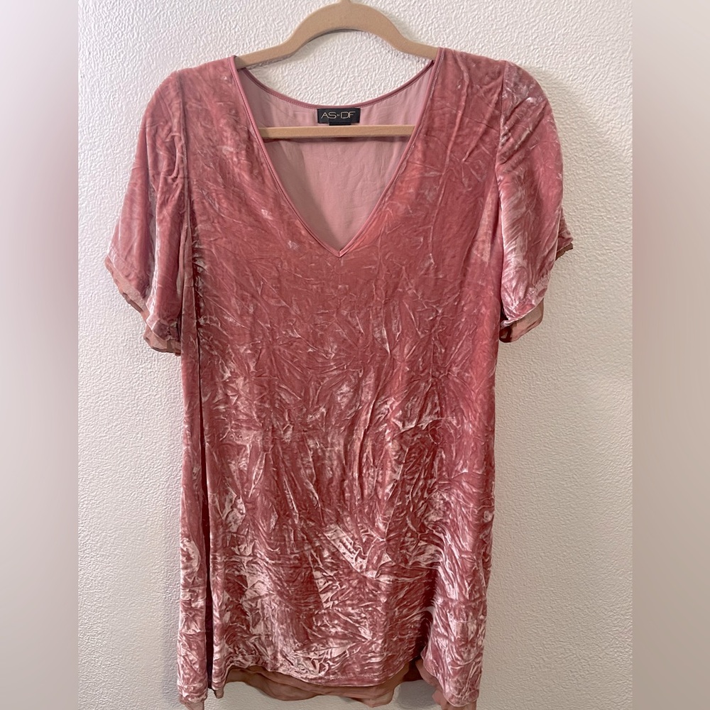 AS by DF mini dress in muted pink crushed velvet